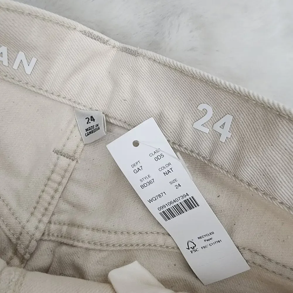 J. Crew Slouchy Boyfriend High Waisted Jean Ecru White Rigid Denim NWT 24
